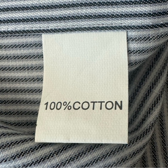 New PAUL SMITH London Short Sleeve Button Up Shirt Charcoal Grey White Stripes - Picture 5 of 16